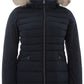 Elegant Blue Quilted Jacket with Fur Collar