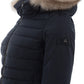 Elegant Blue Quilted Jacket with Fur Collar