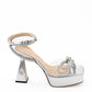 Elegant Silver Double Bow Platform Sandals