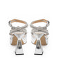 Elegant Silver Double Bow Platform Sandals