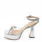 Elegant Silver Double Bow Platform Sandals