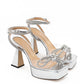 Elegant Silver Double Bow Platform Sandals