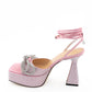 Enchanting Pink Crystal Bow Sandals