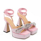 Enchanting Pink Crystal Bow Sandals