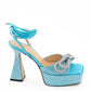 Elegant Light Blue Crystal Bow Sandals