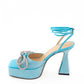 Elegant Light Blue Crystal Bow Sandals