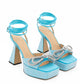 Elegant Light Blue Crystal Bow Sandals