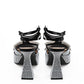 Crystal Bow Black Leather Sandals