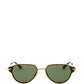 Elegant Golden Metal Sunglasses with Green Lens