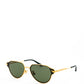 Elegant Golden Metal Sunglasses with Green Lens