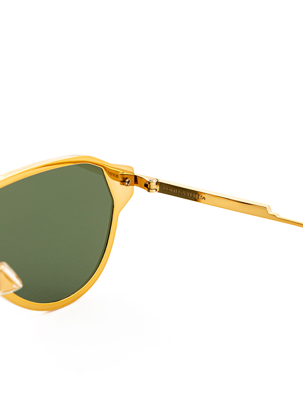 Elegant Golden Metal Sunglasses with Green Lens