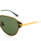 Elegant Golden Metal Sunglasses with Green Lens