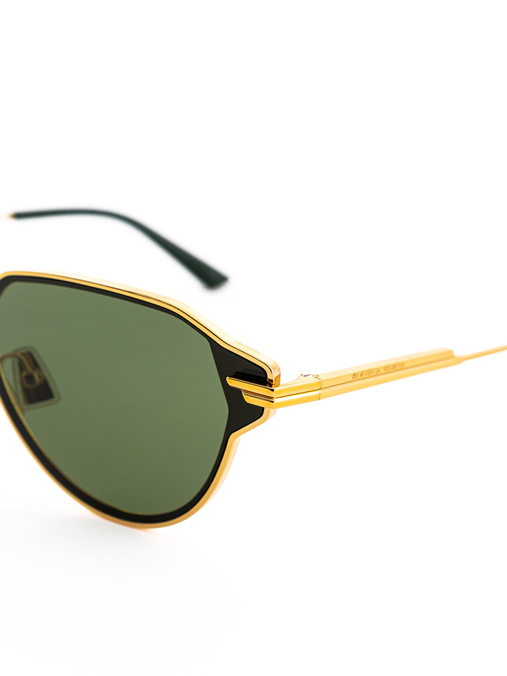 Elegant Golden Metal Sunglasses with Green Lens