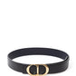 Elegant Black Leather Belt with Golden Buckle