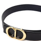 Elegant Black Leather Belt with Golden Buckle