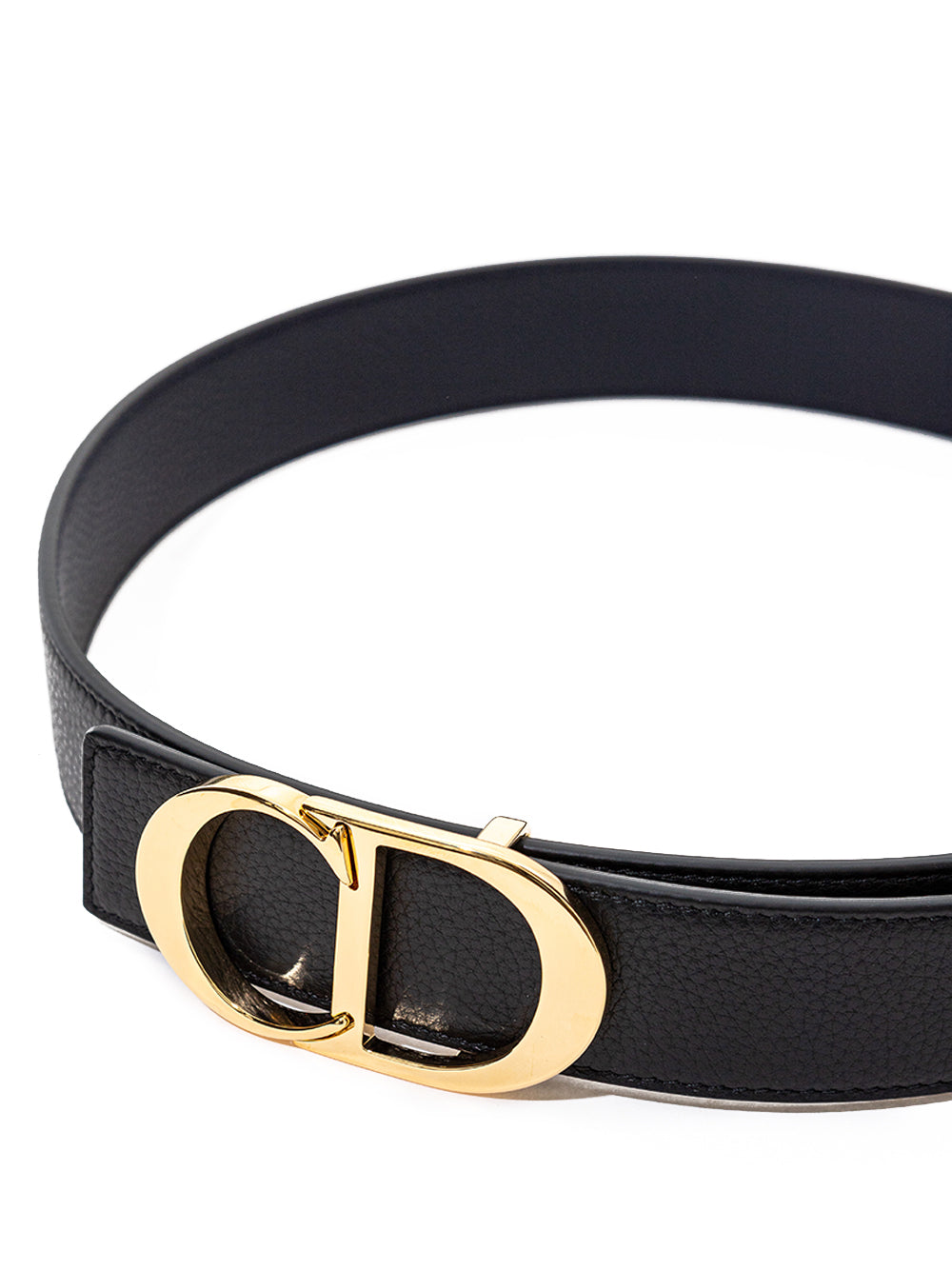 Elegant Black Leather Belt with Golden Buckle