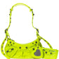 Neon Yellow Leather Shoulder Bag Extravaganza