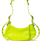 Neon Yellow Leather Shoulder Bag Extravaganza