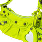 Neon Yellow Leather Shoulder Bag Extravaganza