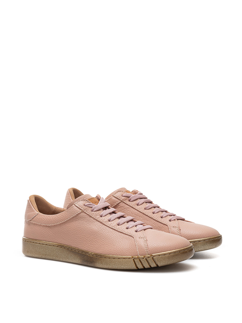 Elegant Pink Leather Lace-up Sneakers