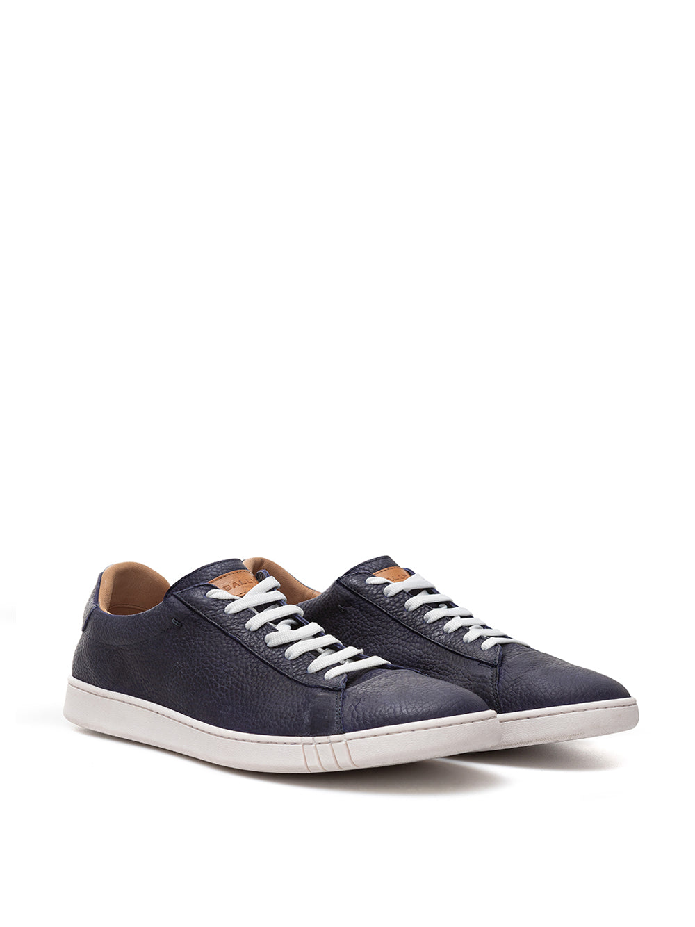 Elegant Blue Leather Lace-Up Sneakers