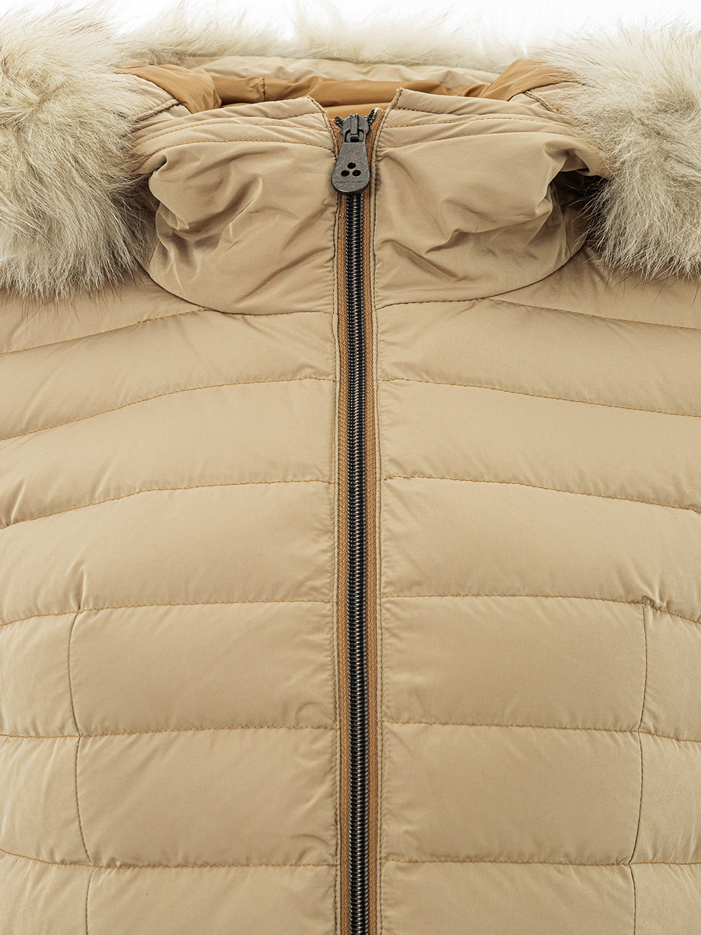 Beige Quilted Fur-Collar Jacket