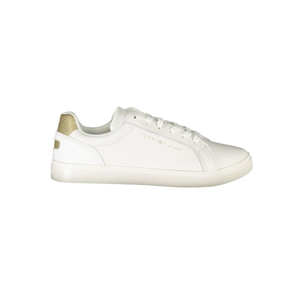 Chic White Lace-Up Sneakers with Contrast Details