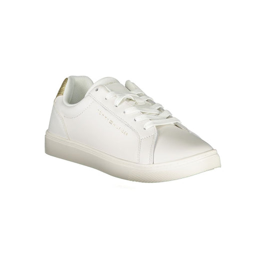 Chic White Lace-Up Sneakers with Contrast Details