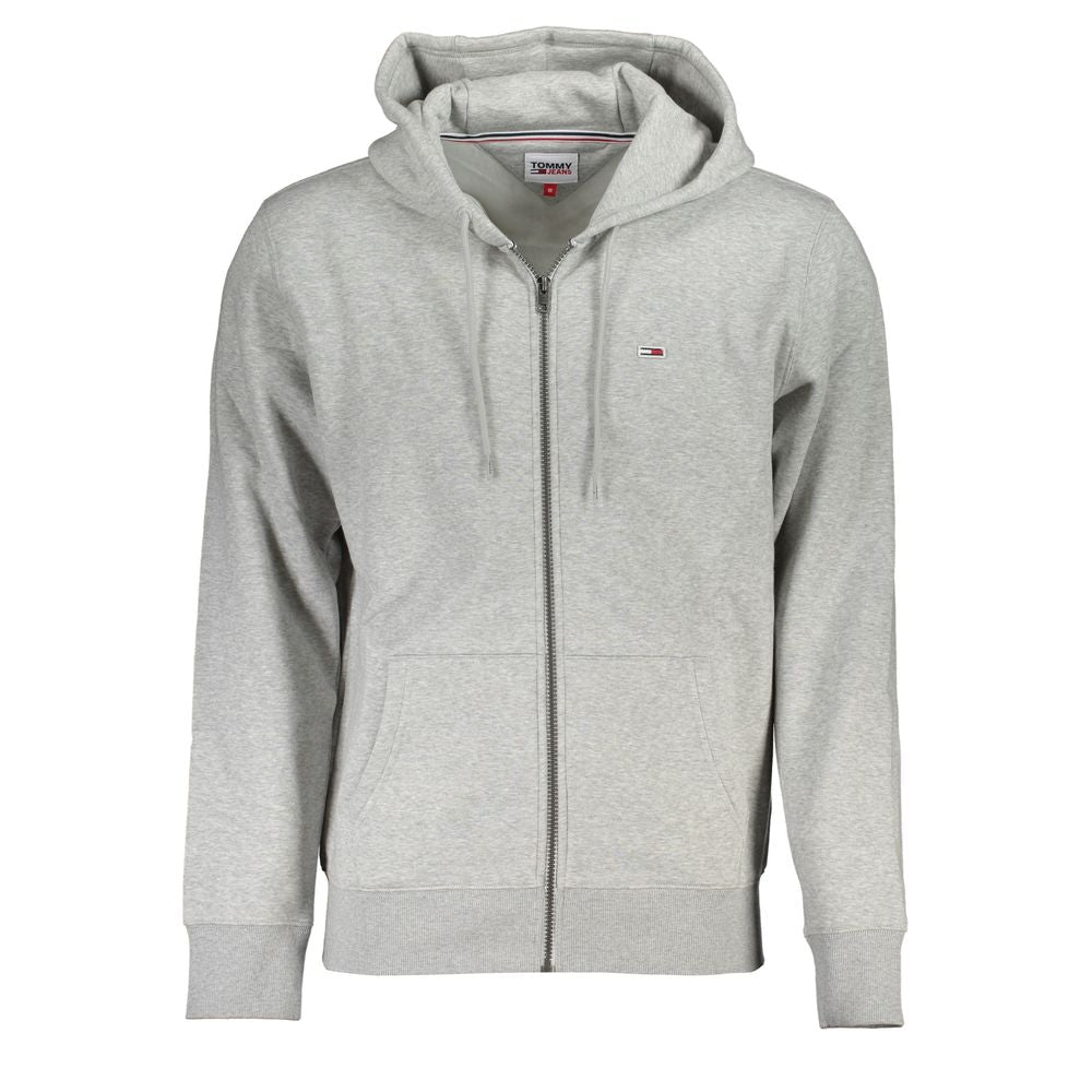 Chic Gray Hooded Fleece Sweatshirt