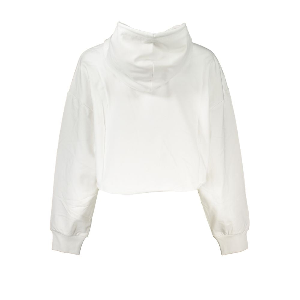 Chic White Hooded Sweatshirt with Logo Detail