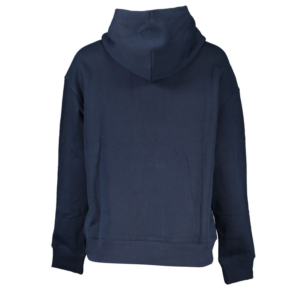 Chic Blue Hooded Sweatshirt with Logo Detail