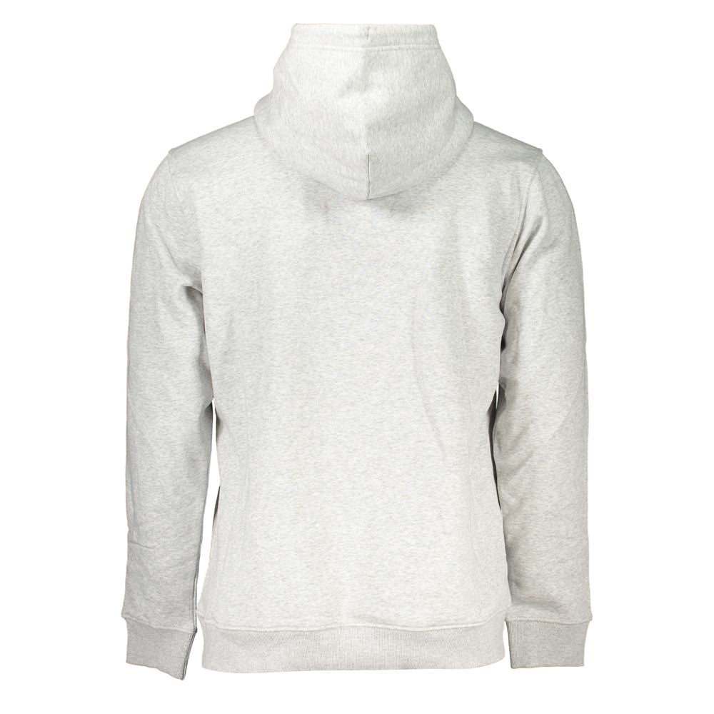 Chic Gray Fleece Hooded Sweatshirt for Men