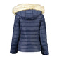 Eco-Conscious Blue Chic Jacket with Detachable Hood