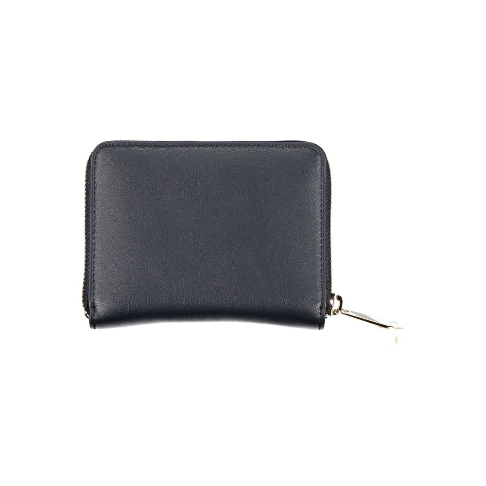 Elegant Blue Zip Wallet with Multiple Compartments