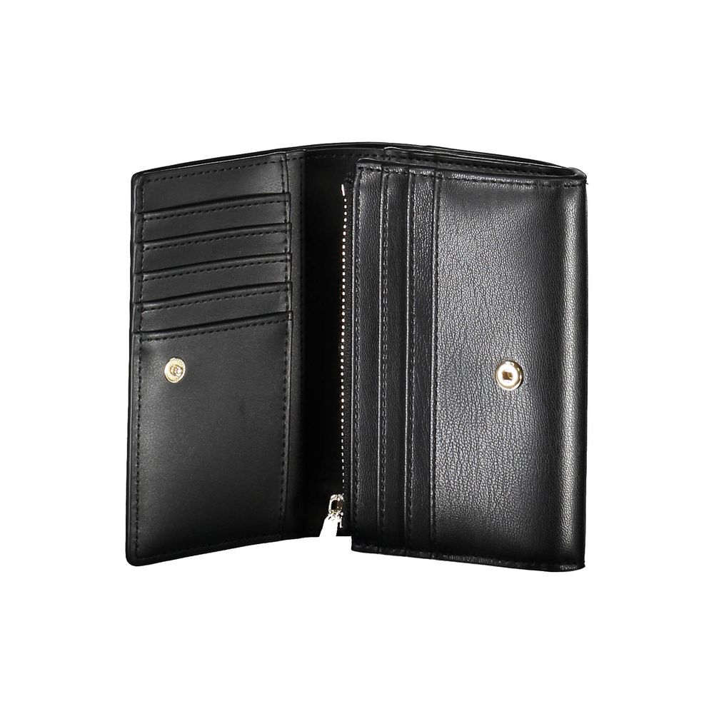 Chic Black Two-Compartment Wallet with Coin Purse