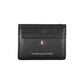 Sleek Black Leather Card Holder with Contrast Detail