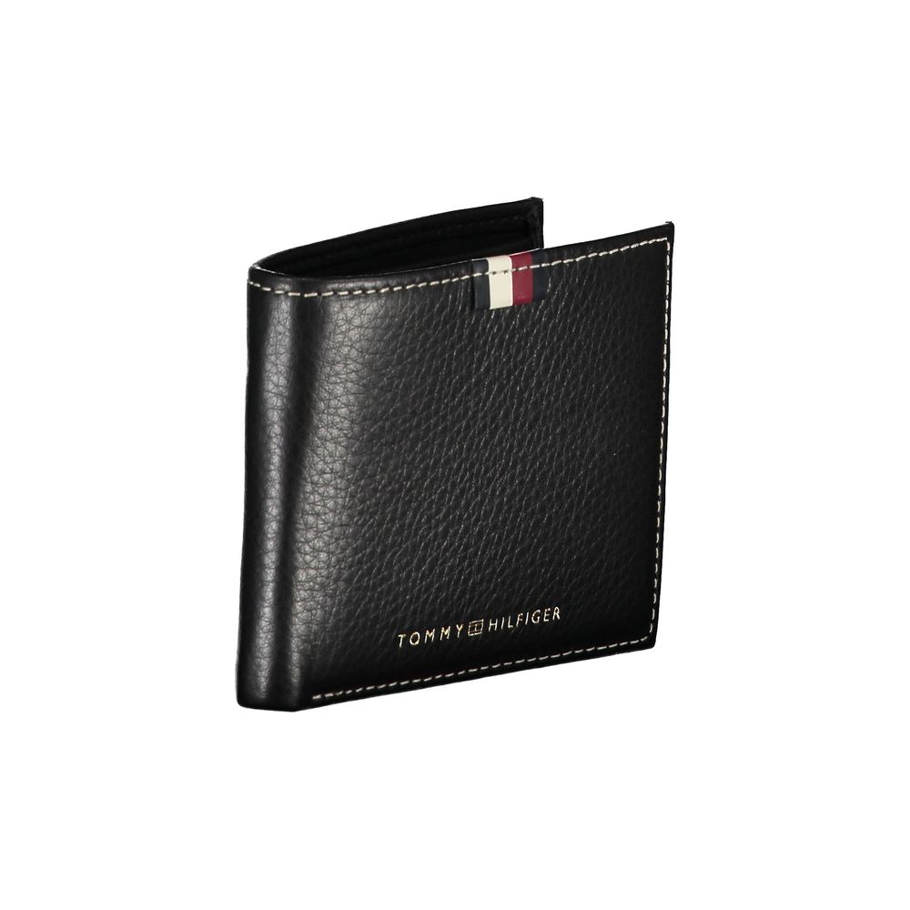 Elegant Black Leather Wallet with Contrast Stitching