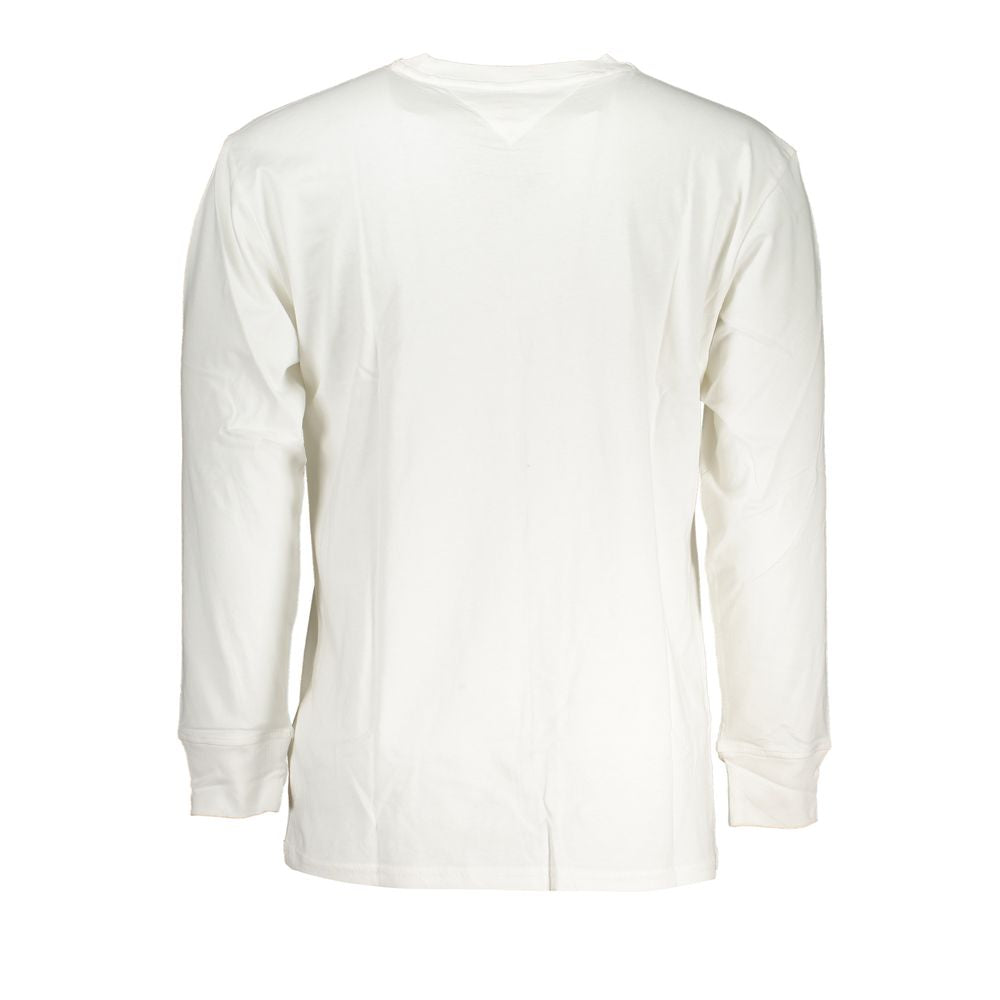 Elegant White Long Sleeve Crew Neck Tee