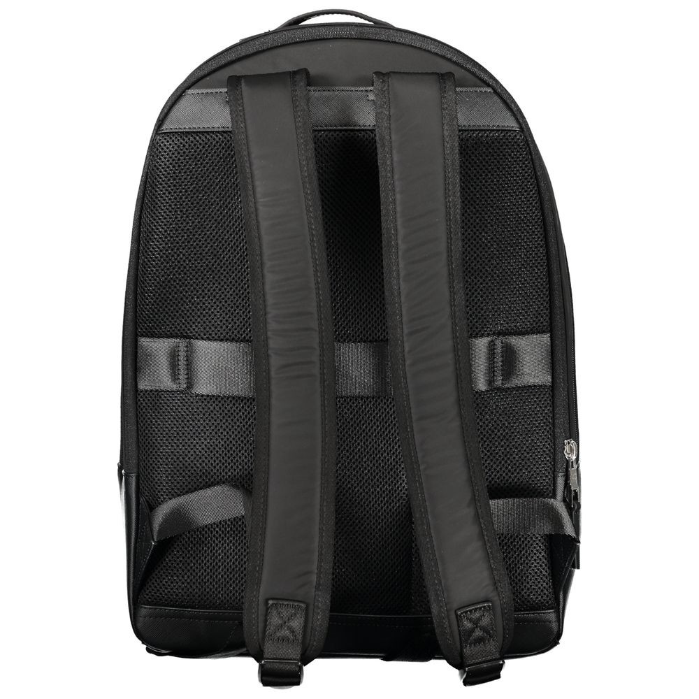 Elegant Black Laptop Backpack with Contrasting Details