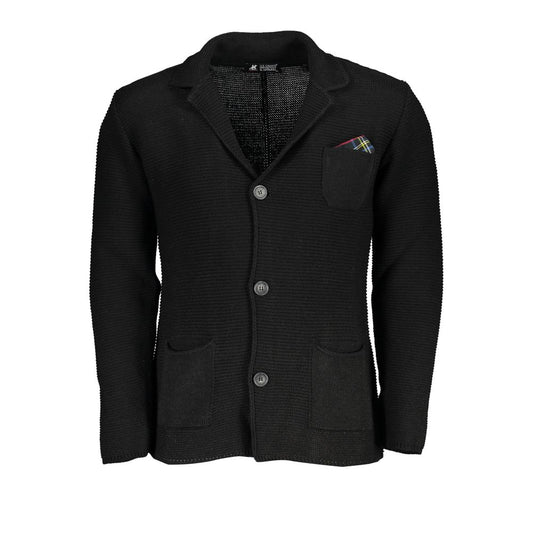 Elegant Black Cardigan with Subtle Logo Detail