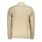 Beige Zip-Up Sweatshirt with Embroidery Detail