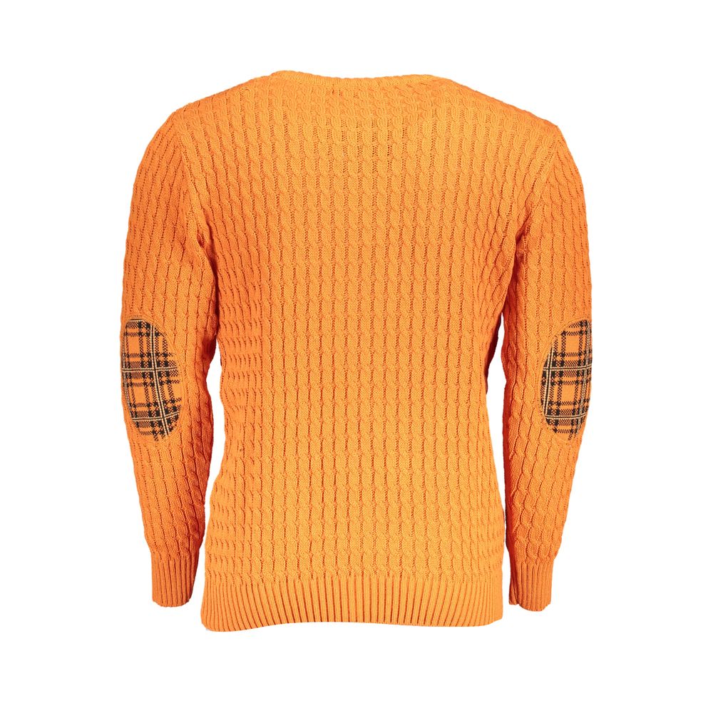 Elegant Twisted Crew Neck Orange Sweater