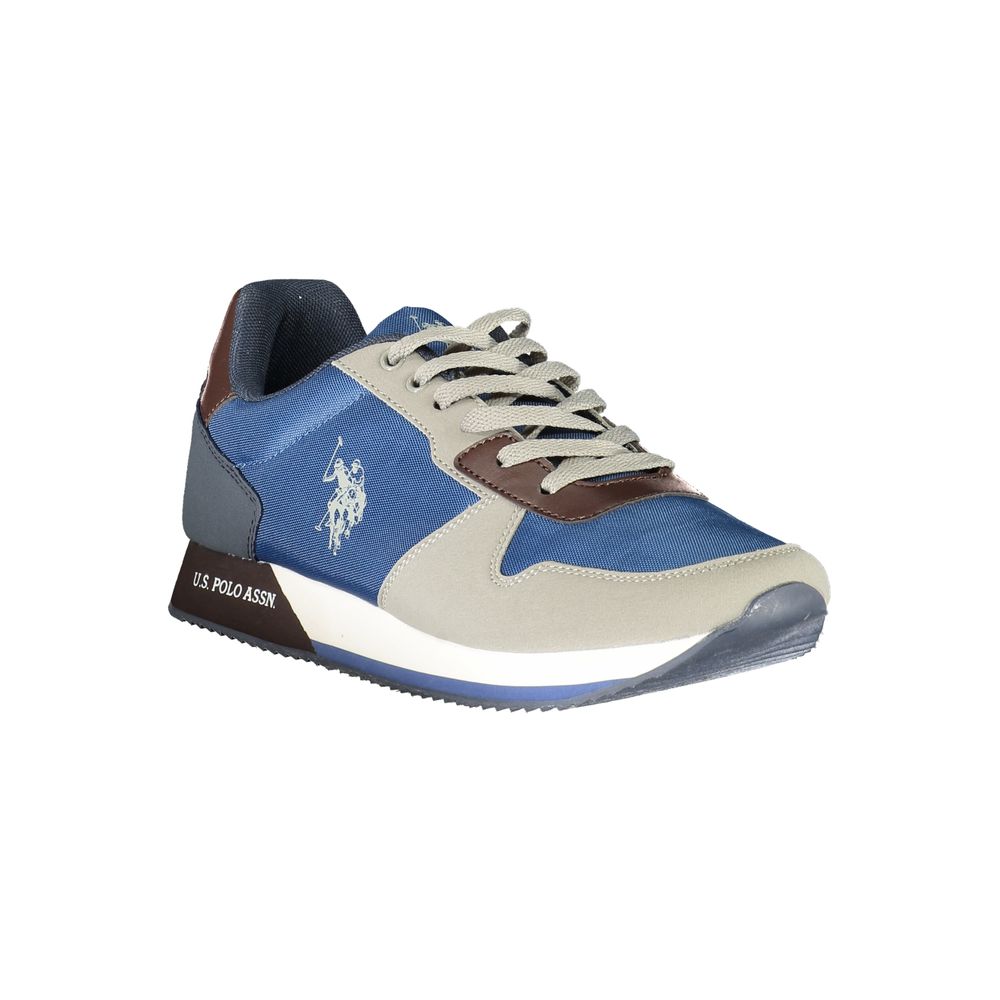 Sleek Blue Lace-Up Sports Sneakers