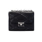 Serena Medium Black Diamond Quilted Faux Leather Flap Shoulder Bag