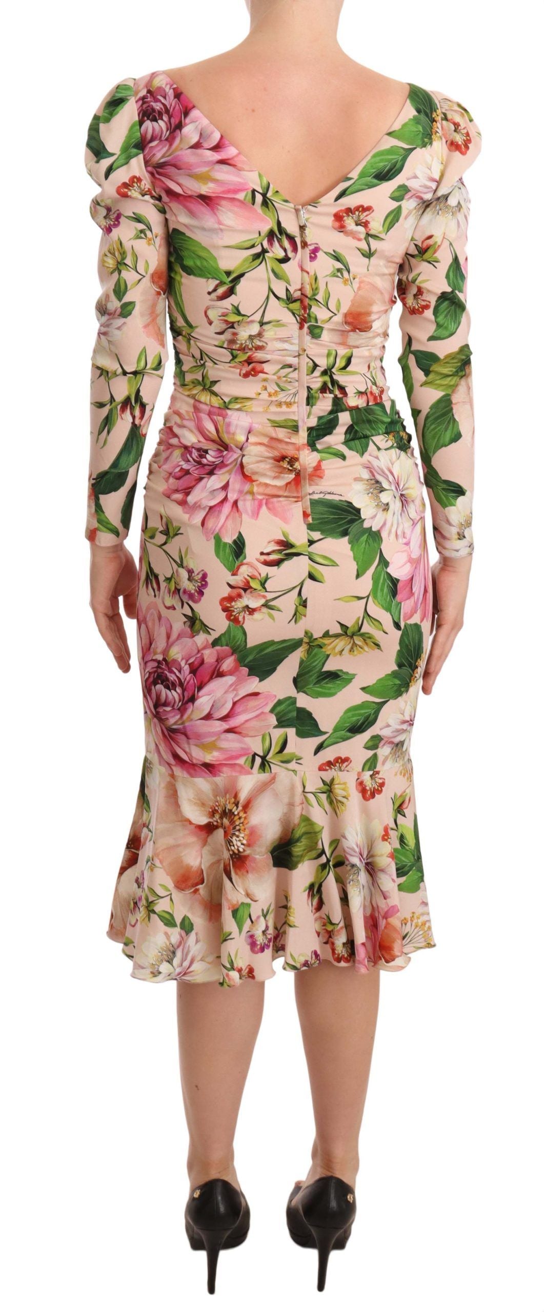 Elegant Floral Midi Sheath Dress