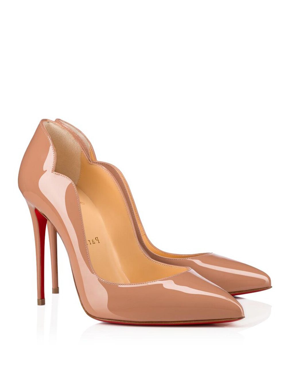 Elegant Nude Leather Pumps with Iconic Red Sole