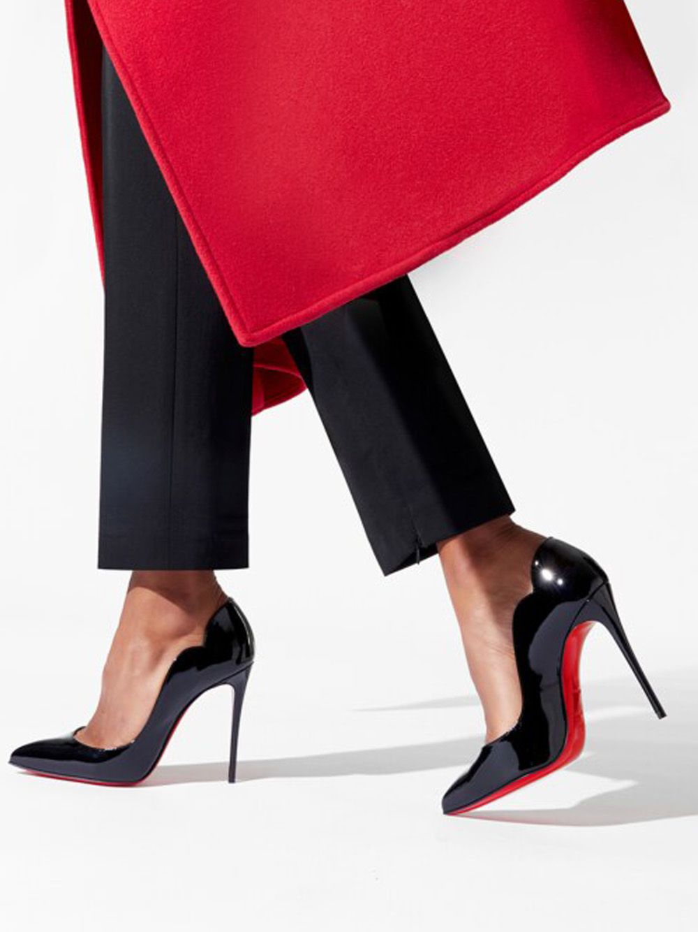 Elegant Black Leather Heels with Iconic Red Sole