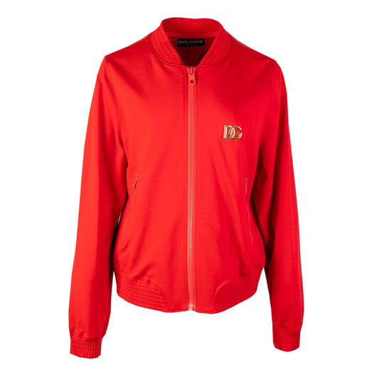 Elegant Red Viscose Bomber Jacket