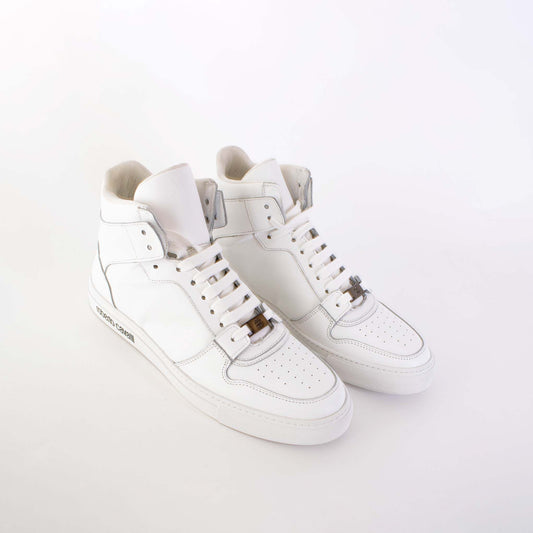 White Suede High-Top Sneakers