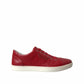 Elegant Red Leather Low Top Sneakers